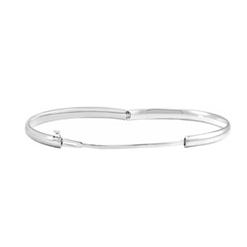 14K White Gold Baby Bangle Bracelet with Snap Box Clasp, 5.5 Inches.