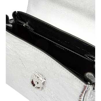 Versace La Medusa Silver Tone Metallic Top Handle Handbag