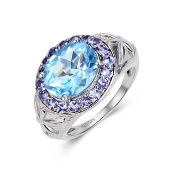 Blue Topaz and Tanzanite Sterling Silver Ring, 4.75ctw