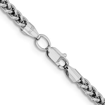 Rhodium Over 14k White Gold 4.3mm 3-Wire Wheat Link 20 Inch Chain