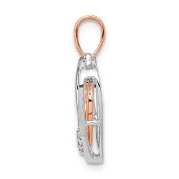 10k White Gold and 10k Rose Gold Diamond Heart Pendant