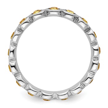 Sterling Silver Stackable Expressions Yellow Crystal Ring