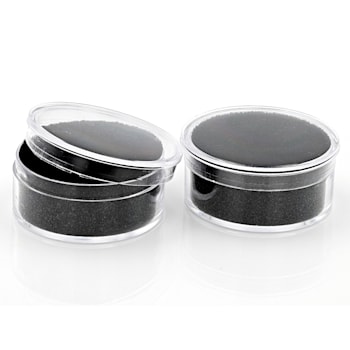 50 Round Push-Top Gem Jars in a Black Tray with Black Background