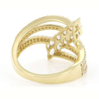 Marquise And Round CZ Statement Ring In 18K Gold Over Sterling Silver 1.70ctw