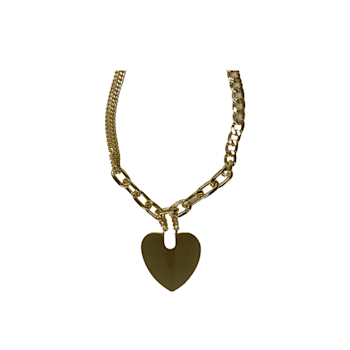Gold Tone Heart Pendant Necklace.