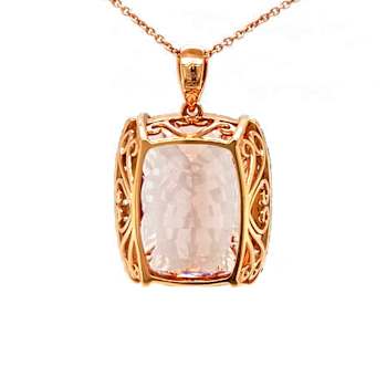 39.80 Ctw Morganite and 1.10 Ctw White Diamond Pendant in 18K RG