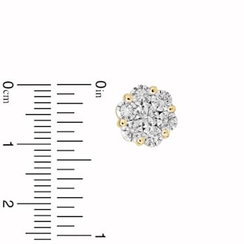2.00cttw Diamond Cluster Earrings in 14k Yellow Gold