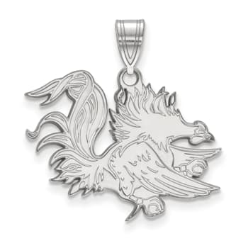 Rhodium Over Sterling Silver LogoArt University of South Carolina Large Pendant