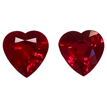 Ruby 6.4x6.3mm Heart Shape Matched Pair 2.06ctw