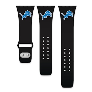 Gametime Detroit Lions Black Silicone Band fits Apple Watch (42/44mm
M/L). Watch not included.