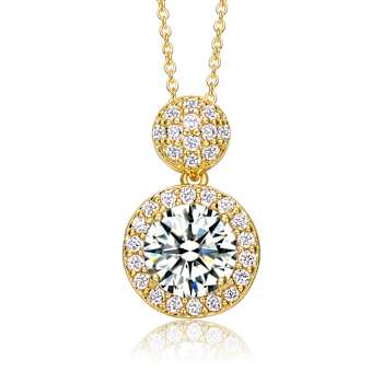 CZ Halo Pendant In 14K Gold Over Sterling Silver