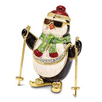 KOOLIO Skiing Penguin Trinket Box