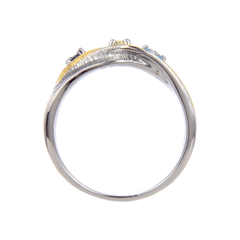 Multi-Gemstone Black Rhodium Over and 14K Gold Over Sterling Silver Ring