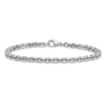 Rhodium Over Sterling Silver 4.0mm Cable 8 Inch Chain