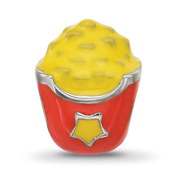 Sterling Silver Kids Enamel Popcorn Bucket with Star Bead