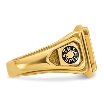 10K Yellow Gold Men's Textured with Enamel Knights Templar Masonic Ring
