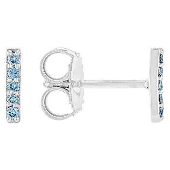 Blue Lab-Grown Diamond Stud Earrings In Sterling Silver