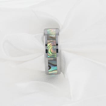 MAUI Tungsten Wedding Band with Mother of Pearl Inlay 10mm