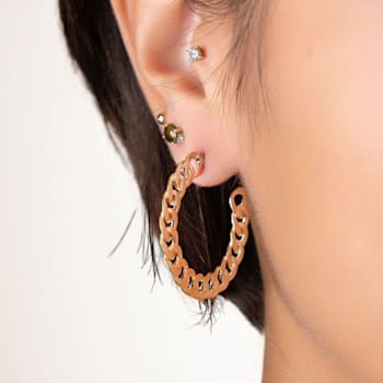 14K Yellow Gold Over Brass Flat Curb Link Acrylic Hoops
