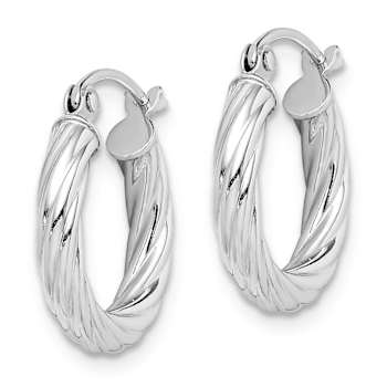 Rhodium Over Sterling Silver 2.7x15mm Twisted Hoop Earrings