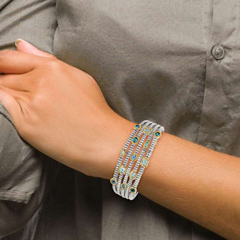 Sterling Silver with 14K Yellow Gold Sky Blue, Swiss Blue, and London
Blue Topaz Cuff Bracelet