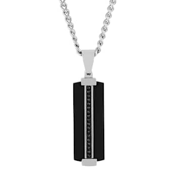 Robert Alton Men's Dog Tag Pendant With Chain In Black Ion-Plated
Stainless Steel 0.10ctw