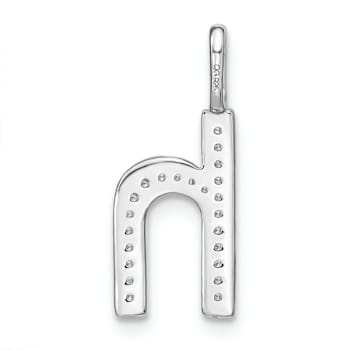 14K White Gold Diamond Lower Case Letter H Initial Pendant