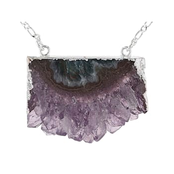 Pre-Owned Amethyst Slice Silver Over Brass Necklace