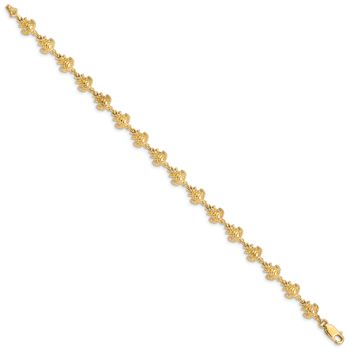 14k Yellow Gold Polished and Textured Turtle Link Bracelet