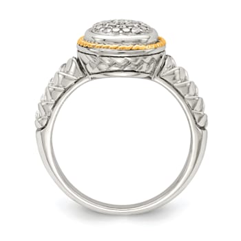 Rhodium Over Sterling Silver with 14K Accent Polished Diamond Ring