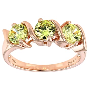 Green Cubic Zirconia 18K Rose Gold Over Sterling Silver Ring 2.34ctw