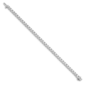 Rhodium Over 14K White Gold 7.00 ct. Colorless Moissanite 4 Prong Tennis Bracelet