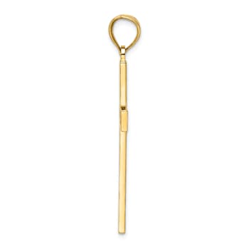 14k Yellow Gold Polished Beaded Textured Cross Pendant
