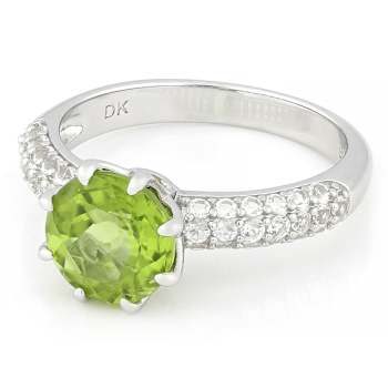 Peridot And White Topaz Ring In Sterling Silver