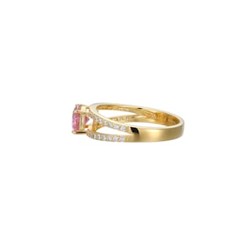 Pink And White Cubic Zirconia 18K Gold Over Sterling Silver Ring 1.72ctw