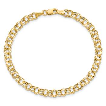 10k Yellow Gold 4.5mm Diamond-Cut Double Link Charm Bracelet