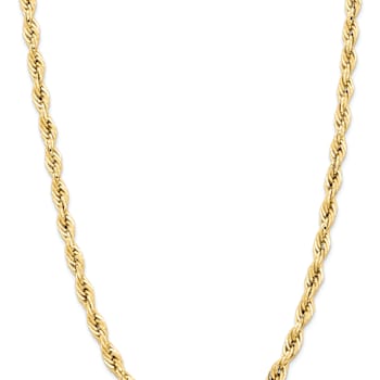 14k Yellow Gold 7mm Rope Link 22 Inch Chain