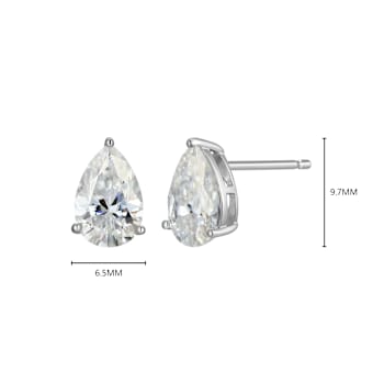 Pear Shape Moissanite Platineve Stud Earrings 3.00ctw DEW