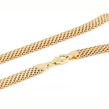 Woven Bead Necklace And Bracelet Set In 18K Gold Over Bronze