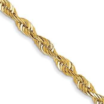 14k Yellow Gold 2.25mm Diamond-cut Rope 16 Inch Chain