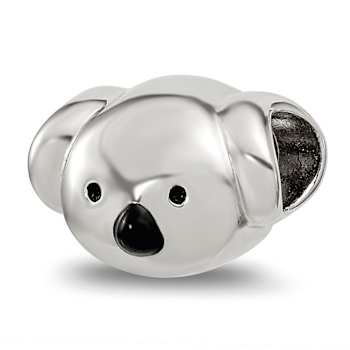Sterling Silver Enamel Koala Bear Face Bead