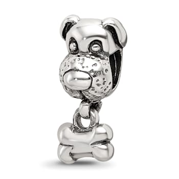 Sterling Silver Dog and Bone Bead