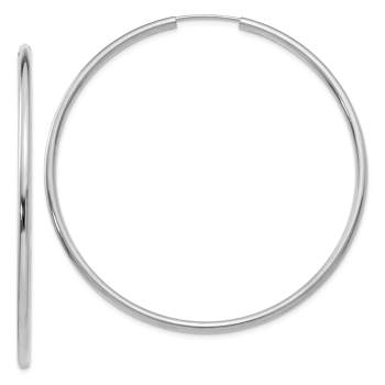 Rhodium Over 14k White Gold 2 1/8" Polished Endless Hoop Earrings