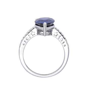 Pear Shape Lab Created Blue Sapphire and White Topaz Rhodium Over
Sterling Silver Ring