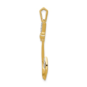 14K Two-tone Gold  Diamond Fish Hook Pendant