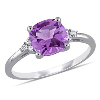 Amethyst and Diamond 10K White Gold Ring 1.81ctw