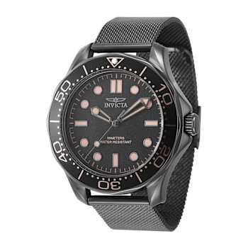 Invicta Pro Diver 44mm Black Dial Mesh Band Quartz Watch