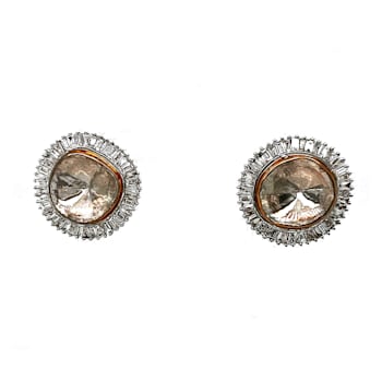 1.94 Ctw Diamond Slice and 1.70 Ctw White Diamond Earring in 18K YG