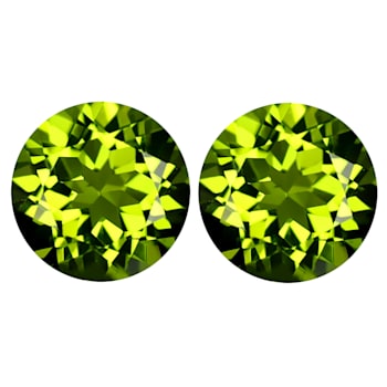 Peridot 7.83mm Round Matched Pair 4.33ctw