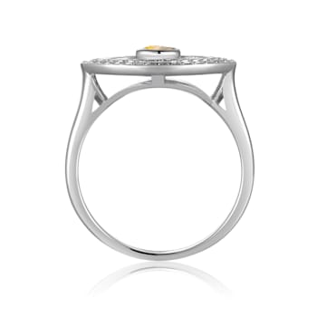 Yellow Citrine with Moissanite Rhodium Over Sterling Silver Evil Eye
Ring Evil Eye Jewelry